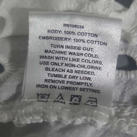 Tunic Blouse Top Cotton Floral Eyelet Lace Sheer Elbow Short Sleeve V Neck Boho - Picture 4 of 7